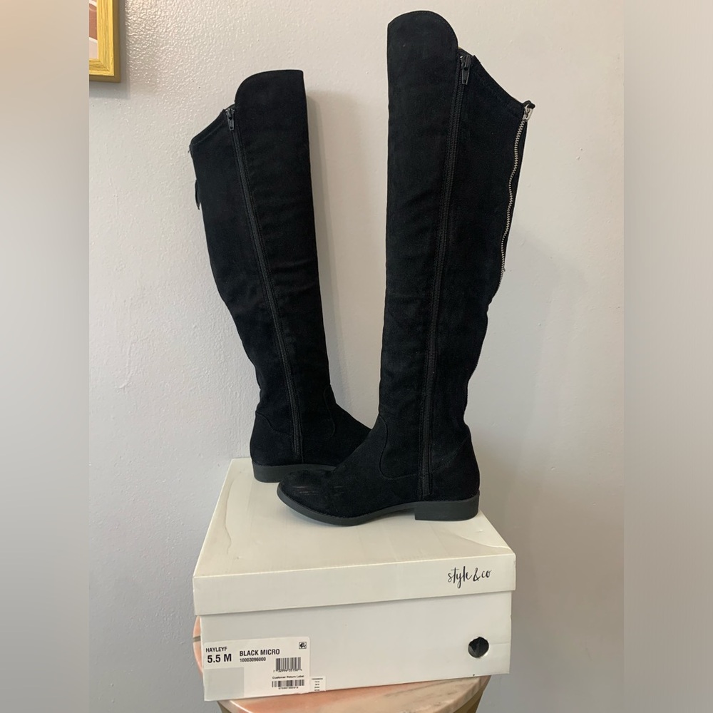 Style & Co Hayley Black Suede Over the knee tall boots